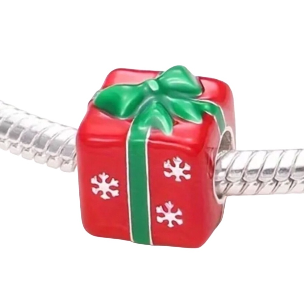 S925 Red Holiday Gift Charm Pandora Style
